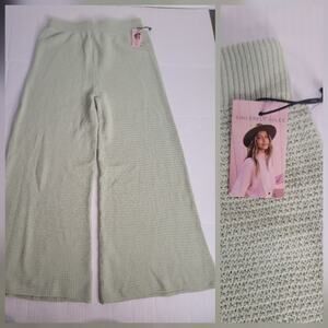 Sincerely Jules Pants SZ XL Wide-Leg Pull On Knit Green Lounge Fishman Beachy